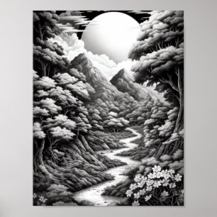 Entspannendes Landschaftsfarbenpflaster Poster