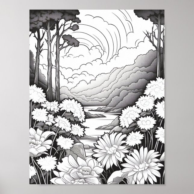 Entspannendes Landschaftsfarbenpflaster Poster (Vorne)