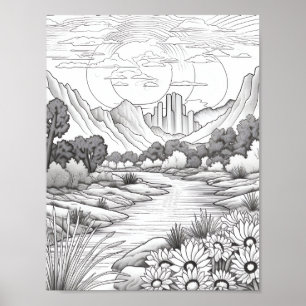 Entspannendes Landschaftsfarbenpflaster Poster