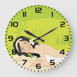 Entspannendes Zen-Spa-Woman-Tropisches Wellness Große Wanduhr