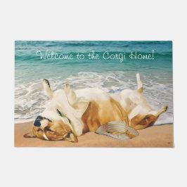 EntspannenwaliserCorgi auf dem Strand Fußmatte