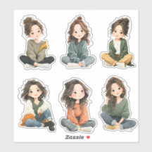 Entspannte Chibi-Mädchen-Aufkleber 