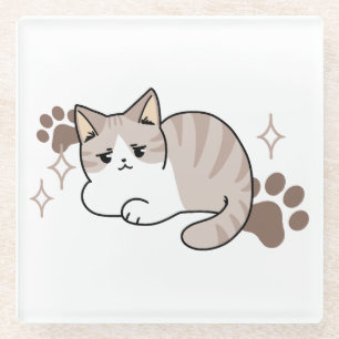 Entspannte & lazy Vibes für Cat Lovers Design Glasuntersetzer