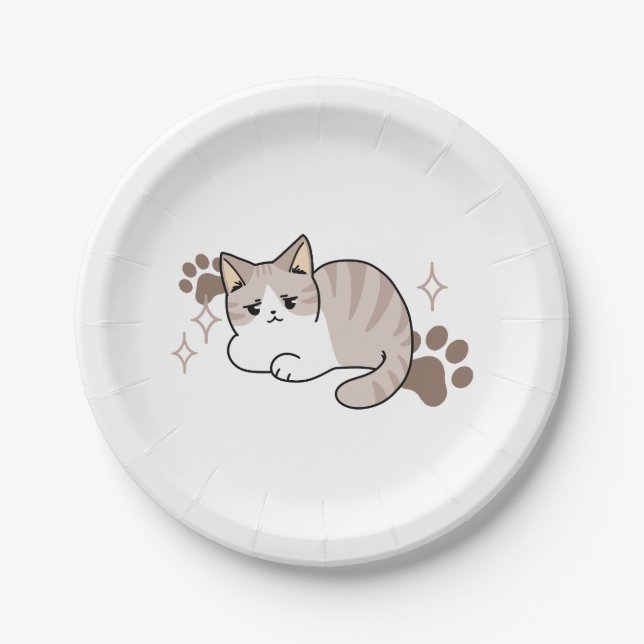 Entspannte & lazy Vibes für Cat Lovers Design Pappteller (Vorderseite)