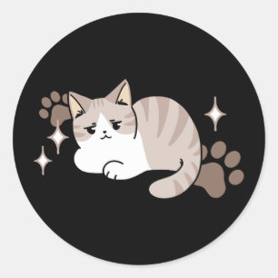 Entspannte & lazy Vibes für Cat Lovers Design Runder Aufkleber