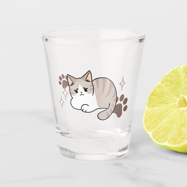 Entspannte & lazy Vibes für Cat Lovers Design Schnapsglas (Vorderseite)