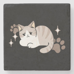 Entspannte & lazy Vibes für Cat Lovers Design Steinuntersetzer
