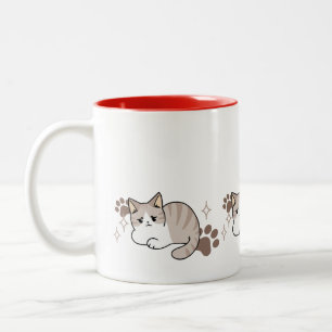 Entspannte & lazy Vibes für Cat Lovers Design Zweifarbige Tasse