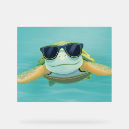 Entspannte Meeresschildkröte mit Sonnenbrille – Un Acrylschild