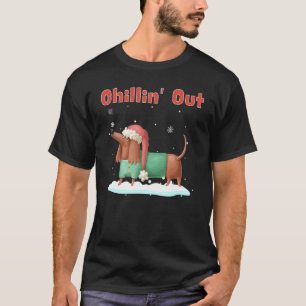 Entspannter Dackel Wiener Hund Winter Saisonware T-Shirt