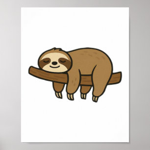 Entspannter Faultier auf Ast Retro-Logo Classic T- Poster