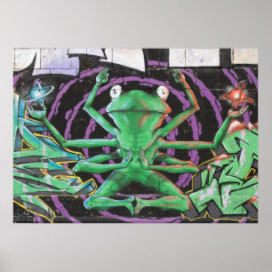 Entspannter Frosch mit acht Waffen Poster