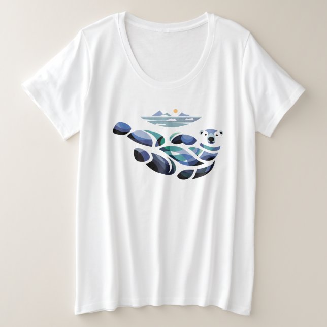 Entspannter Polar-Bär Große Größe T-Shirt (Design vorne)