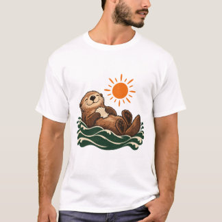 Entspannter Seeotter Sonnenschein und Wellen T-Shirt