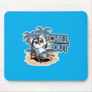 Entspannter süßer lustiger Pinguin am Strand Somme Mousepad