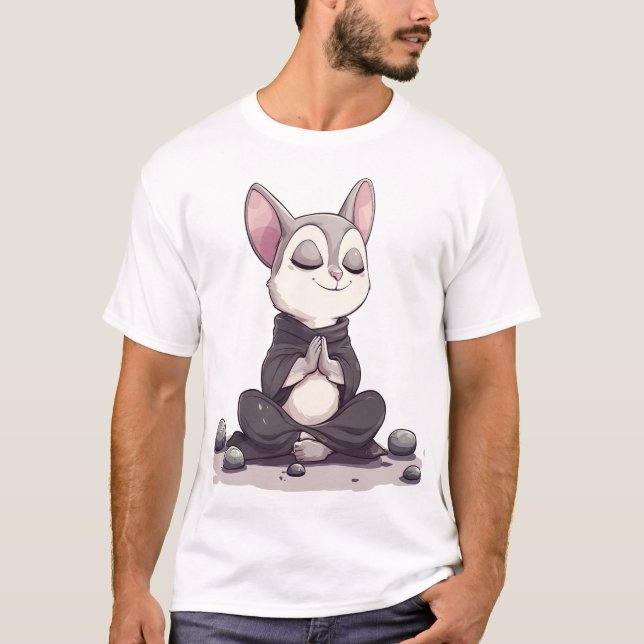 Entspannter Zuckerkleider in Pose der Meditation m T-Shirt (Vorderseite)