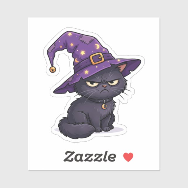 Entspanntes Hexengesicht Grumpy Schwarze Katze Hal Aufkleber (Blatt)