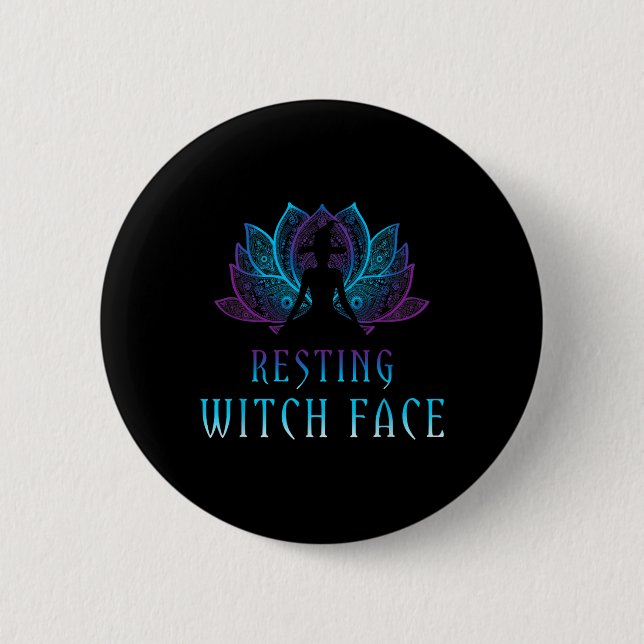 Entspanntes Hexengesicht Lotus Lustiger Halloween  Button (Vorderseite)