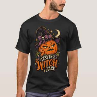 Entspanntes Hexengesicht Lustiges Kürbis Halloween T-Shirt