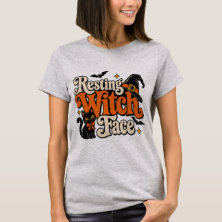 Entspanntes Hexengesicht Lustiges Retro-Halloween- T-Shirt