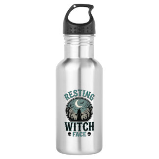 Entspanntes Hexengesicht Vintage Halloween-Design_ Edelstahlflasche