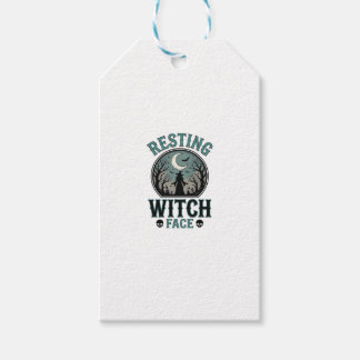 Entspanntes Hexengesicht Vintage Halloween-Design_ Geschenkanhänger