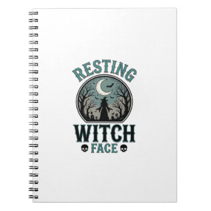 Entspanntes Hexengesicht Vintage Halloween-Design_ Notizblock