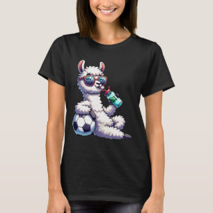 Entspanntes Lama mit Fußball-Byll und Sonnenbrille T-Shirt