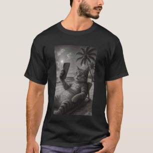 Entspanntes Selfie Katze liegt auf Strandliege T-Shirt