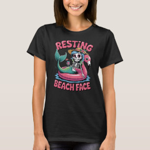 Entspanntes Strandgesicht Skelett Meerjungfrau Poo T-Shirt