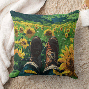 Entspannung im Sonnenblumenparadies Kissen