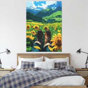 Entspannung im Sonnenblumenparadies Leinwanddruck