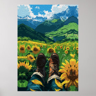 Entspannung im Sonnenblumenparadies Poster