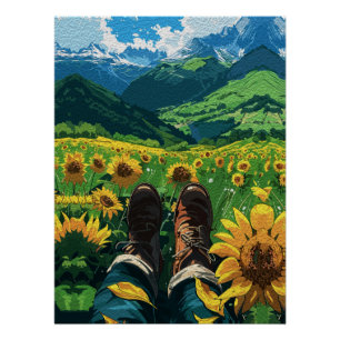Entspannung im Sonnenblumenparadies Poster