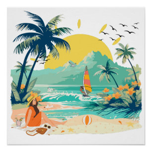 Entspannungsstrand für den Sommer Poster