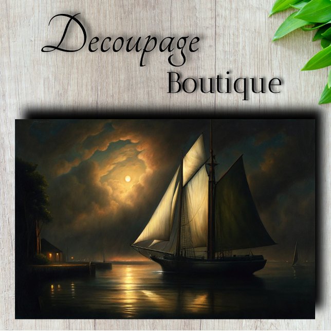 Entstehung des Seeschiffes von Monlit Seidenpapier (Moonlit Sailing Vessel Decoupage Tissue Paper)