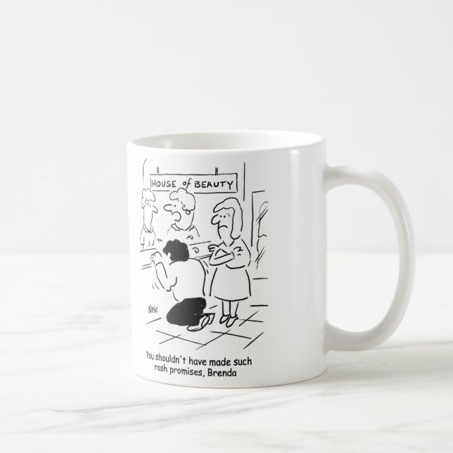 Enttäuschter Ehemann in Beauty Salon Kaffeetasse (Rechts)