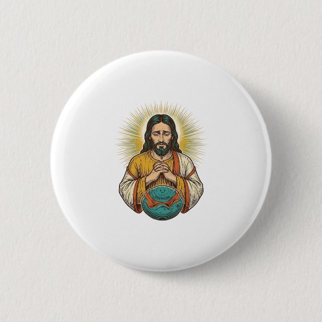 Enttäuschter Jesus Luftballon Gym Fail Button (Vorderseite)