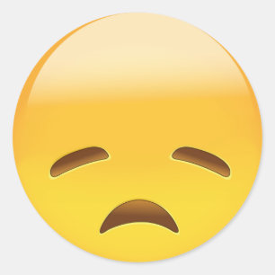 Enttäuschtes Gesicht Emoji Runder Aufkleber