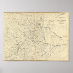Entwässerungs-Karte von Colorado Poster
