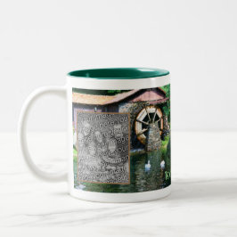 Entwässerungszange mit dem Wasserrad zum Foto hinz Zweifarbige Tasse