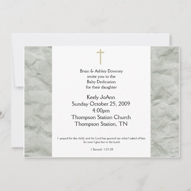 Entweihung von Baby Dedication Gender Neutrale Tau Einladung (Vorderseite)