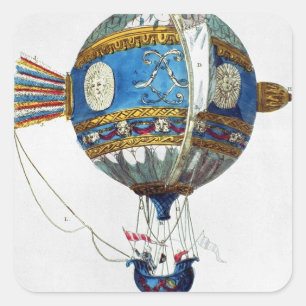 Entwerfen Sie für einen Heißluftballon mit einem Quadratischer Aufkleber