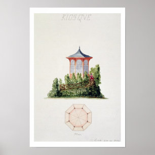 Entwerfen Sie für einen Pavillon in vereinfachter Poster