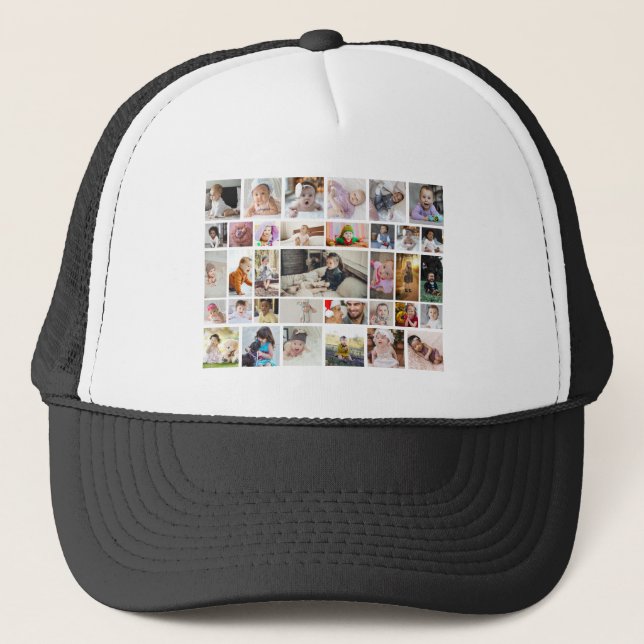 Entwerfen Sie Ihr eigenes 35 Foto Collage Poster Truckerkappe (Vorderseite)