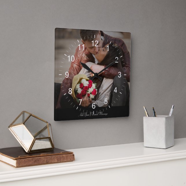 Entwerfen Sie Ihr eigenes Foto Quadratische Wanduhr (Büro)