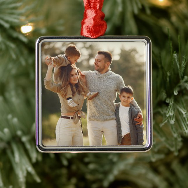 Entwerfen Sie Ihr eigenes Single-Foto Ornament Aus Metall (Baum)