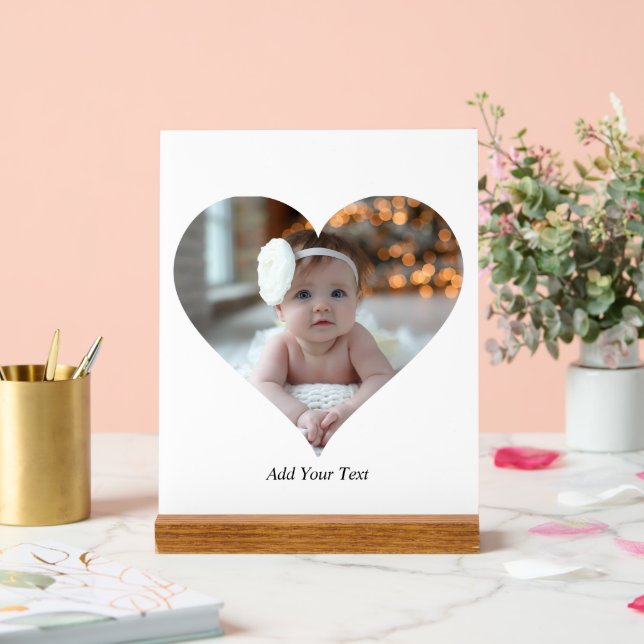 Entwerfen Sie Ihr eigenes Single Herz gestalten Fo Acrylschild (Hochzeit)