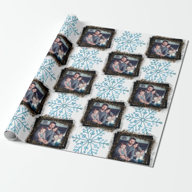 Entwerfen Sie Ihr eigenes SnowFlake Leopard-Foto Geschenkpapier (Ungerollt)