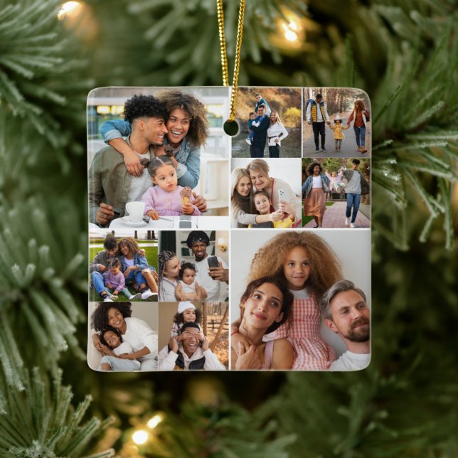 Entwerfen Sie Ihre eigene 10 FotoCollage Keramikornament (Baum)